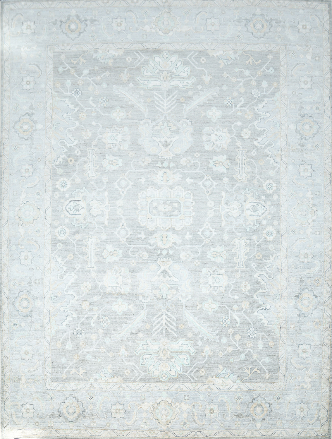 Vegetable Dye Muted Grey Oushak Turkish Area Rug 9x12
