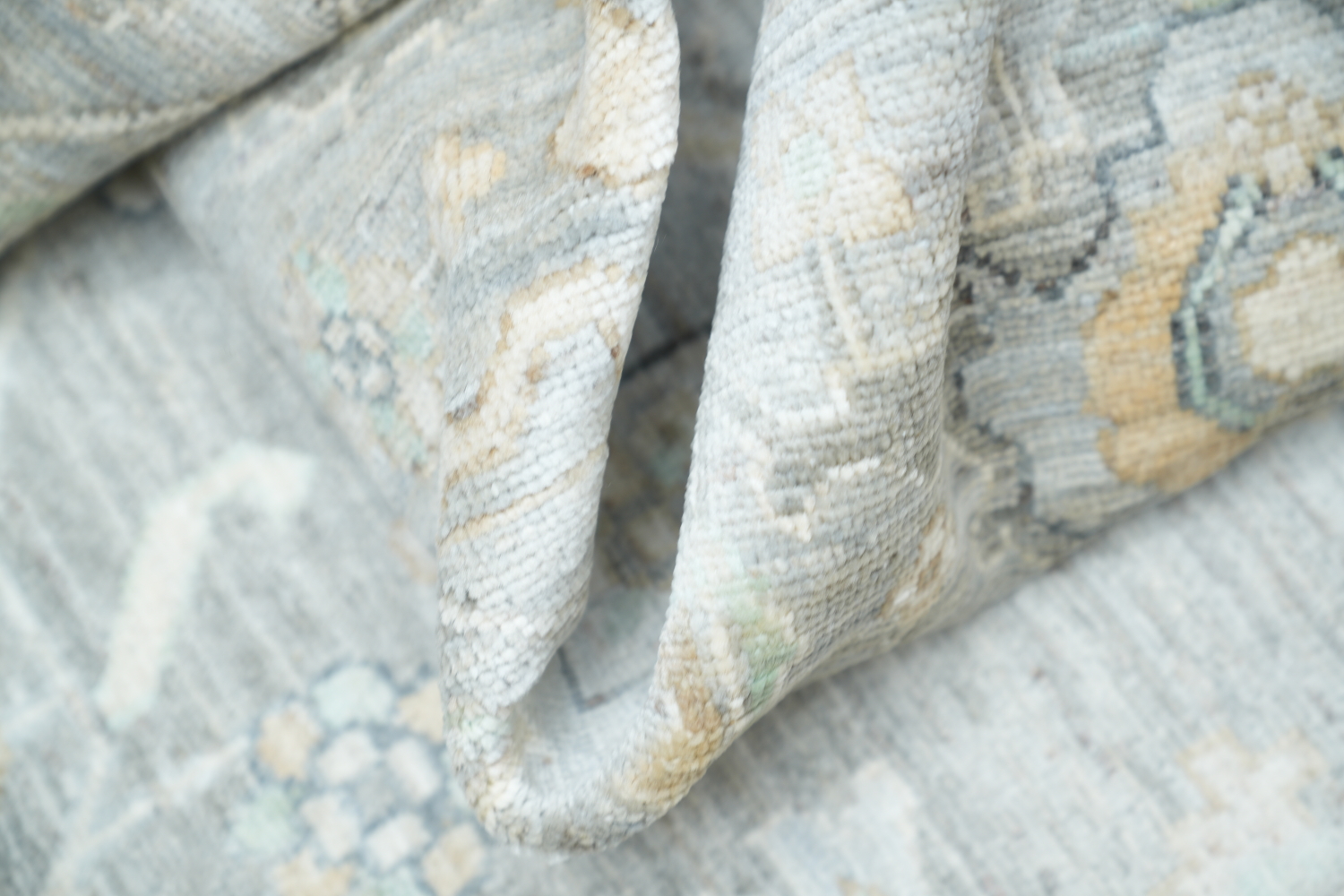 Vegetable Dye Muted Grey Oushak Turkish Area Rug 9x12