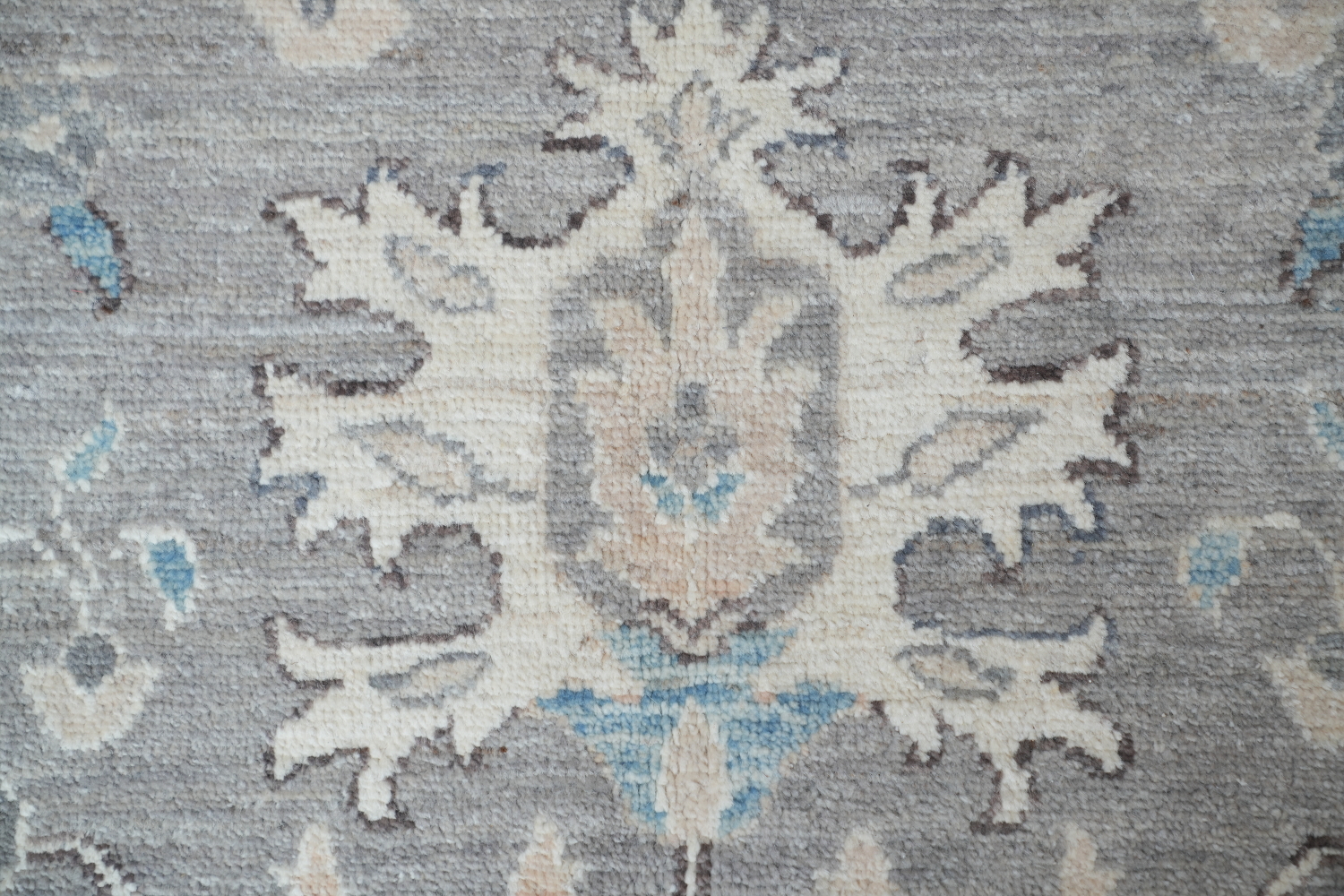 Vegetable Dye Grey and White Oushak Turkish Area Rug 9x12
