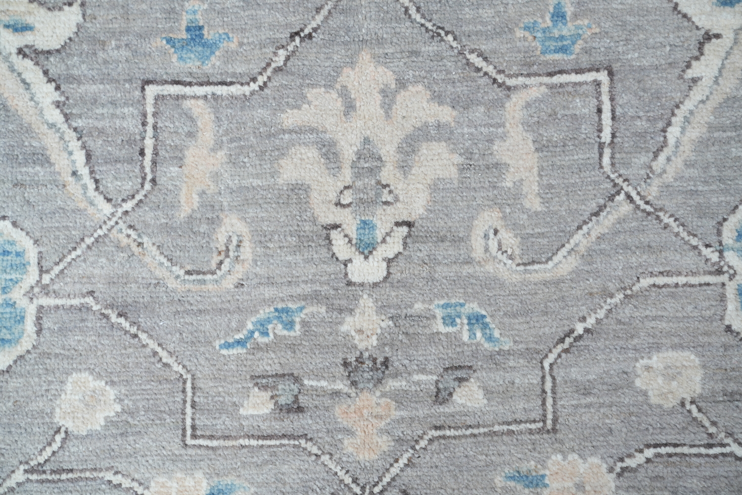 Vegetable Dye Grey and White Oushak Turkish Area Rug 9x12