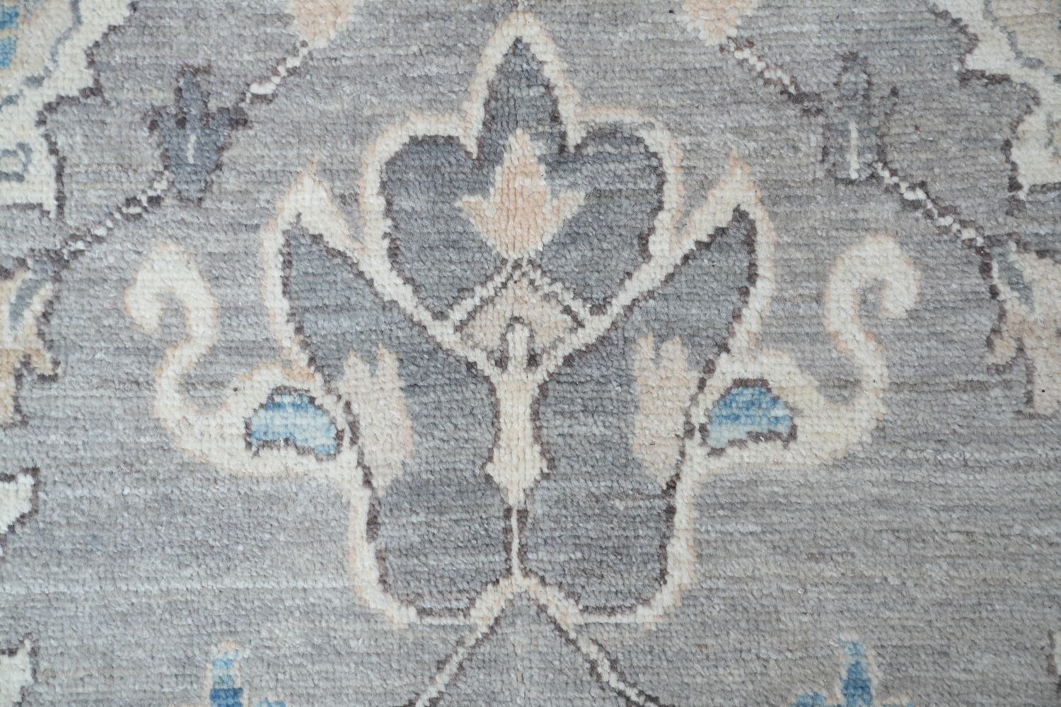 Vegetable Dye Grey and White Oushak Turkish Area Rug 9x12