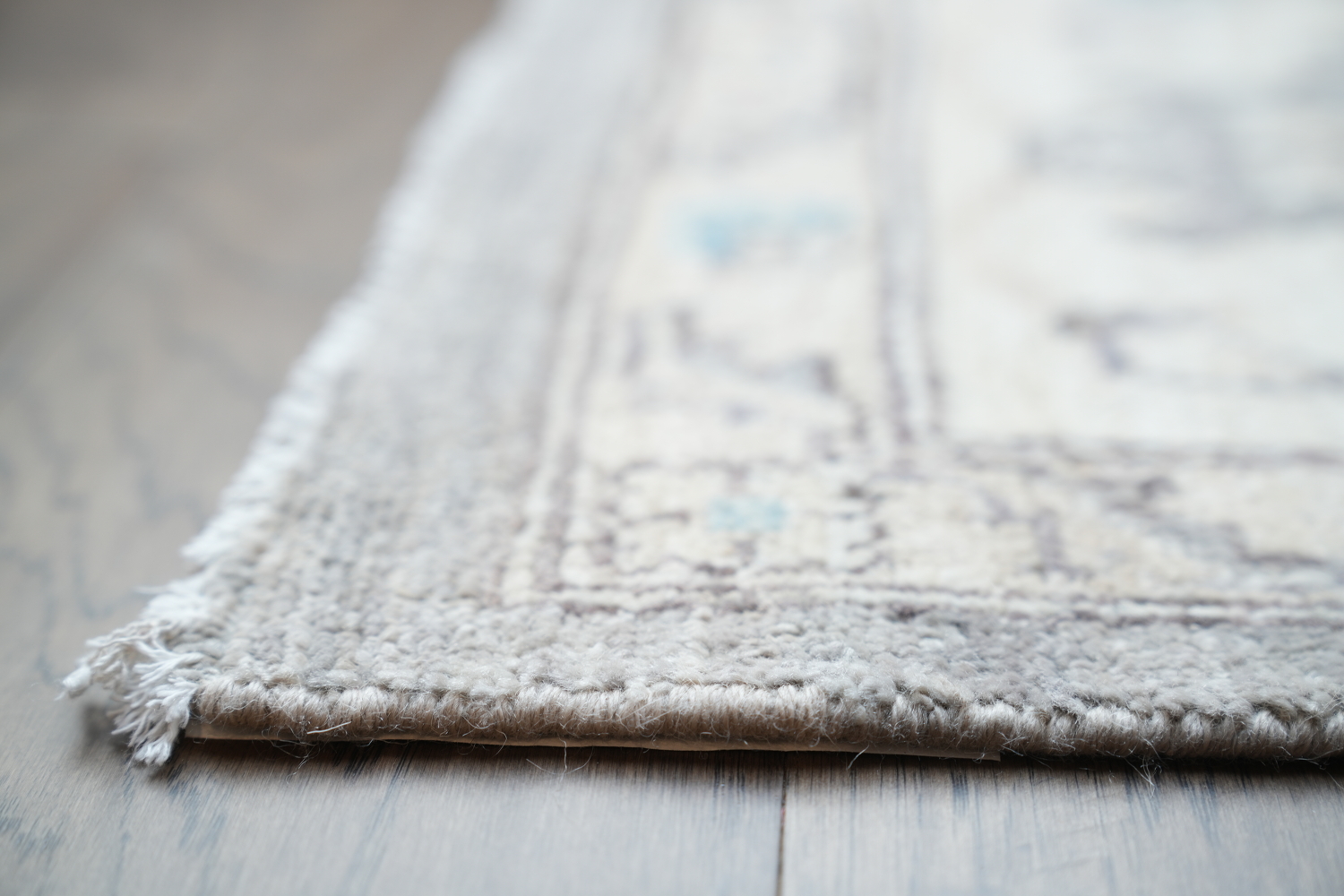 Vegetable Dye Grey and White Oushak Turkish Area Rug 9x12