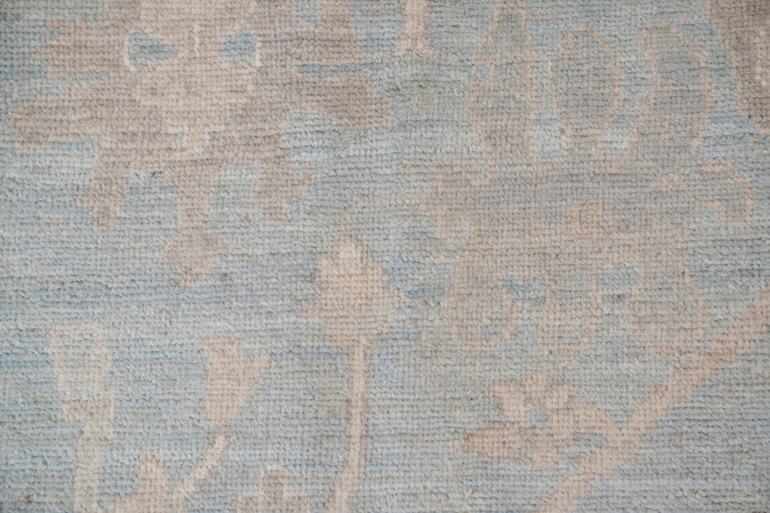 Muted Blue and White Oushak Turkish Living Room Rug 9x12