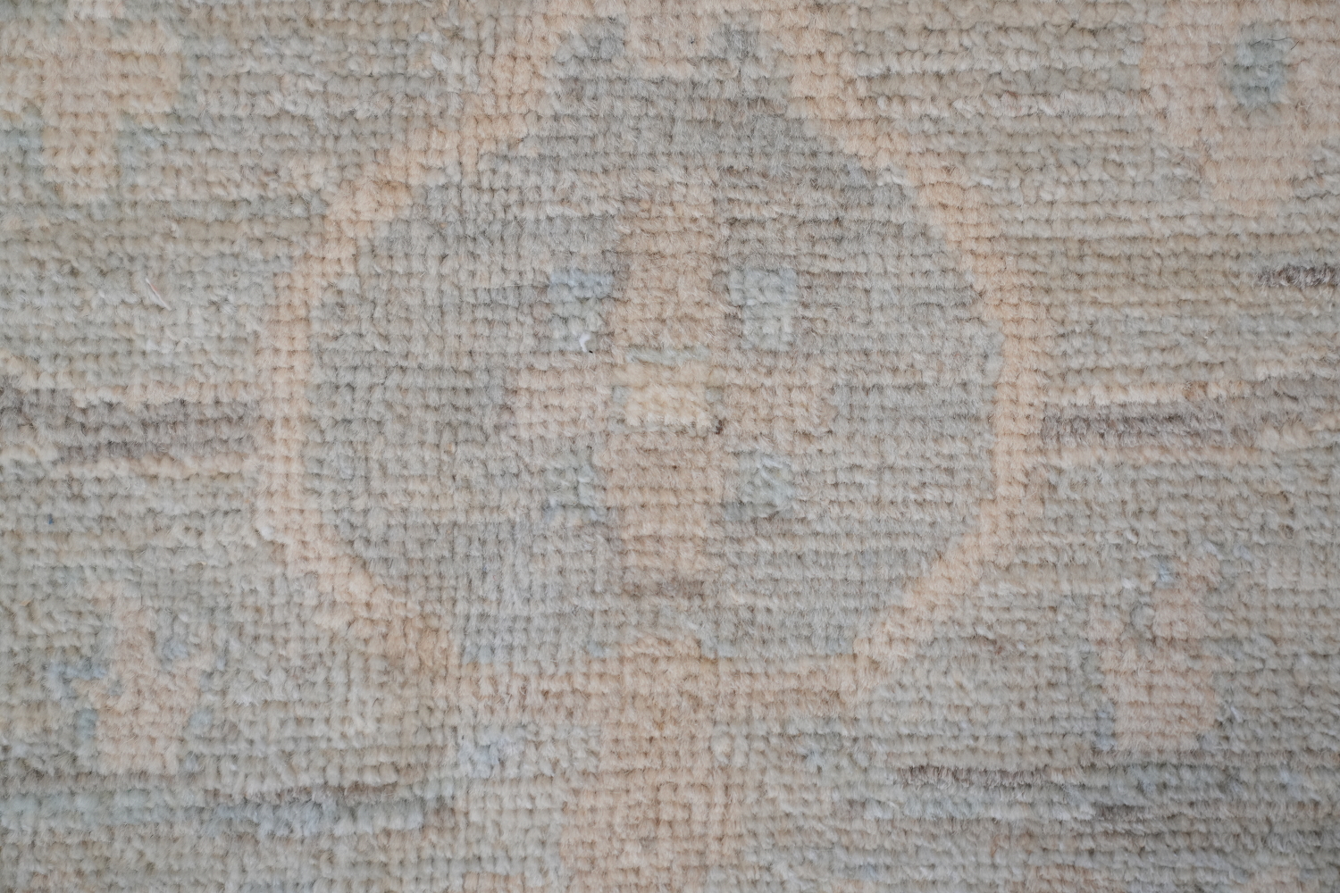 Muted Blue and White Oushak Turkish Living Room Rug 9x12