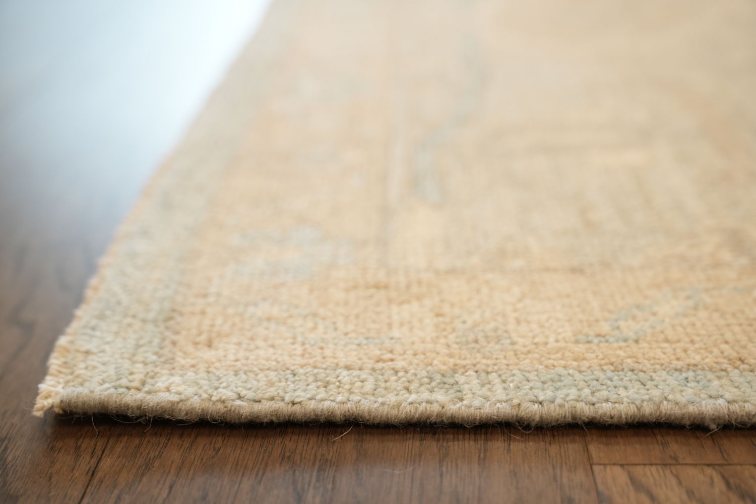Muted Blue and White Oushak Turkish Living Room Rug 9x12