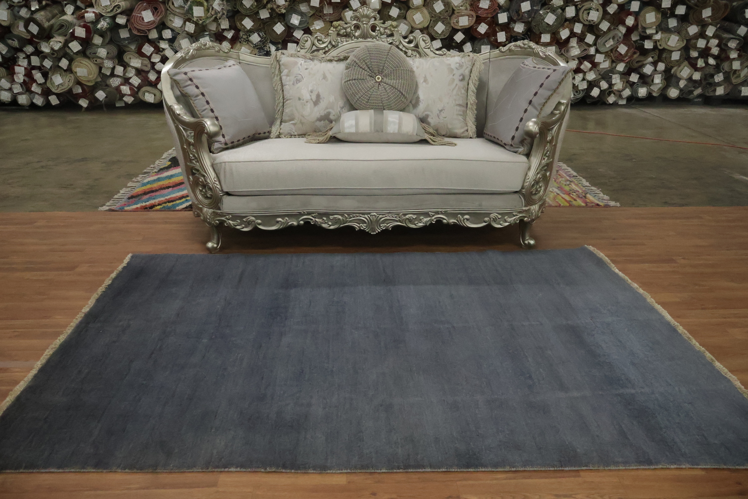 Grays & Blues Handmade Wool Gabbeh Modern Area Rug 5x8