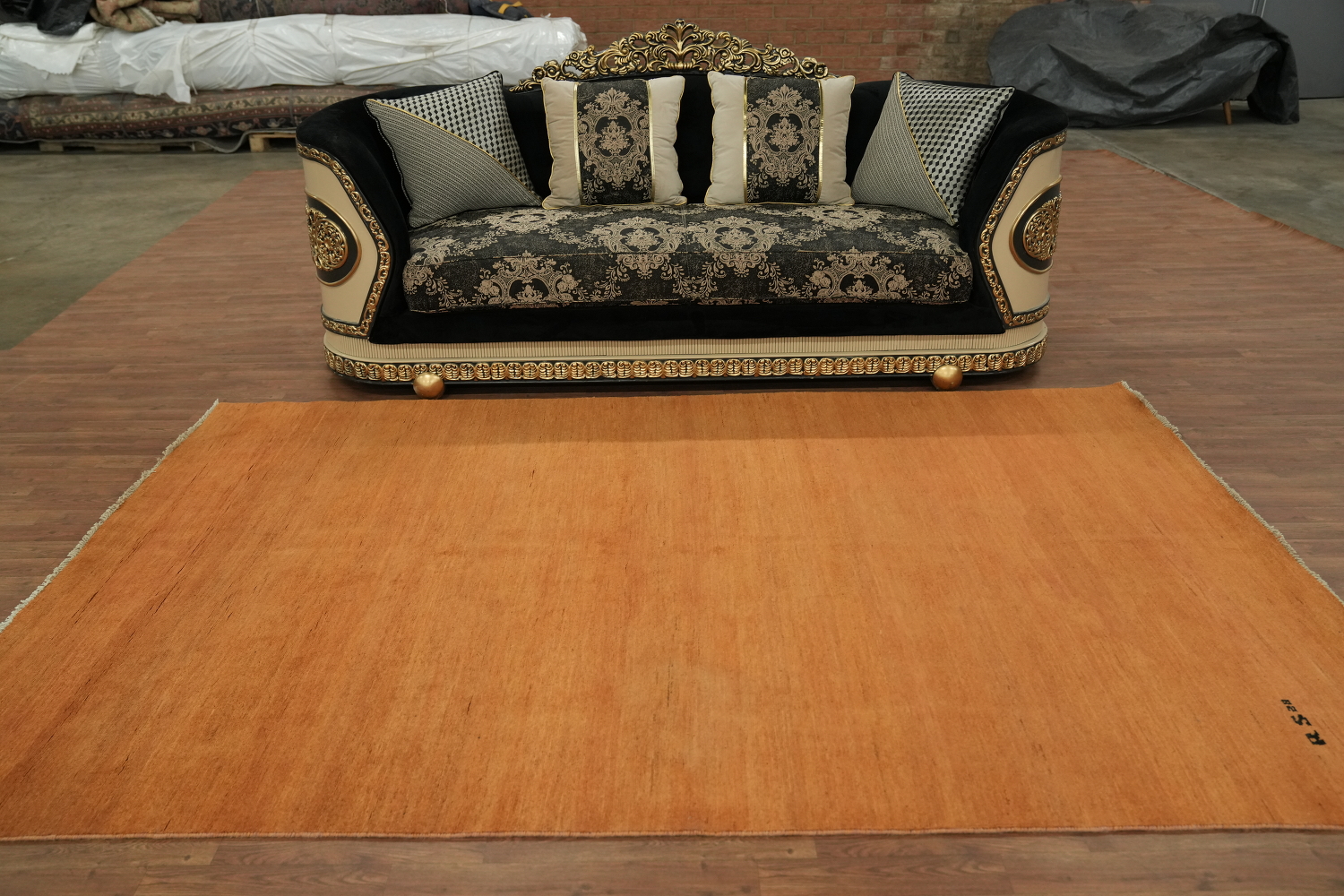 Orange Wool Gabbeh Modern Area Rug 6x10