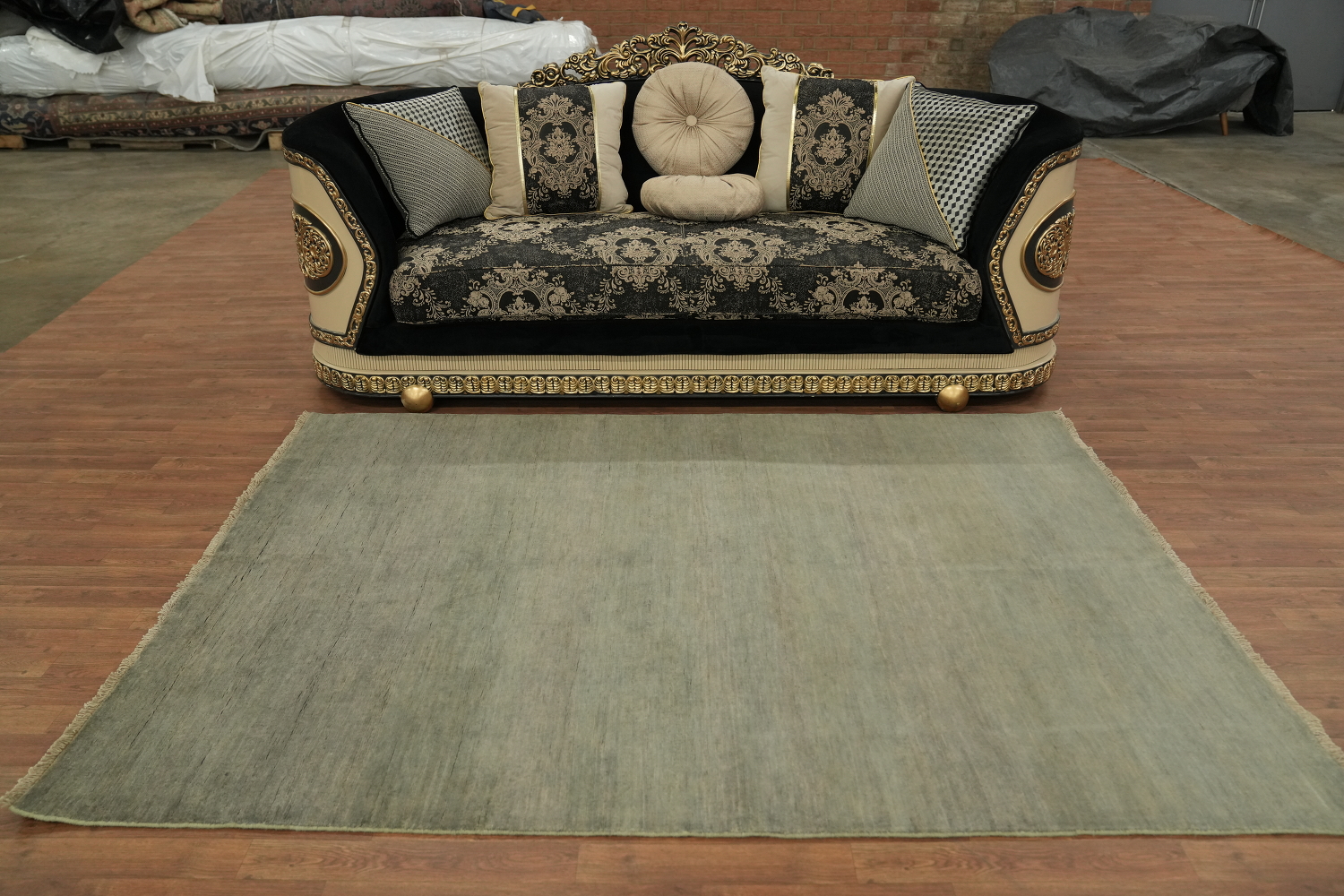 Beige & Gray Wool Modern Gabbeh Oriental Area Rug 6x8