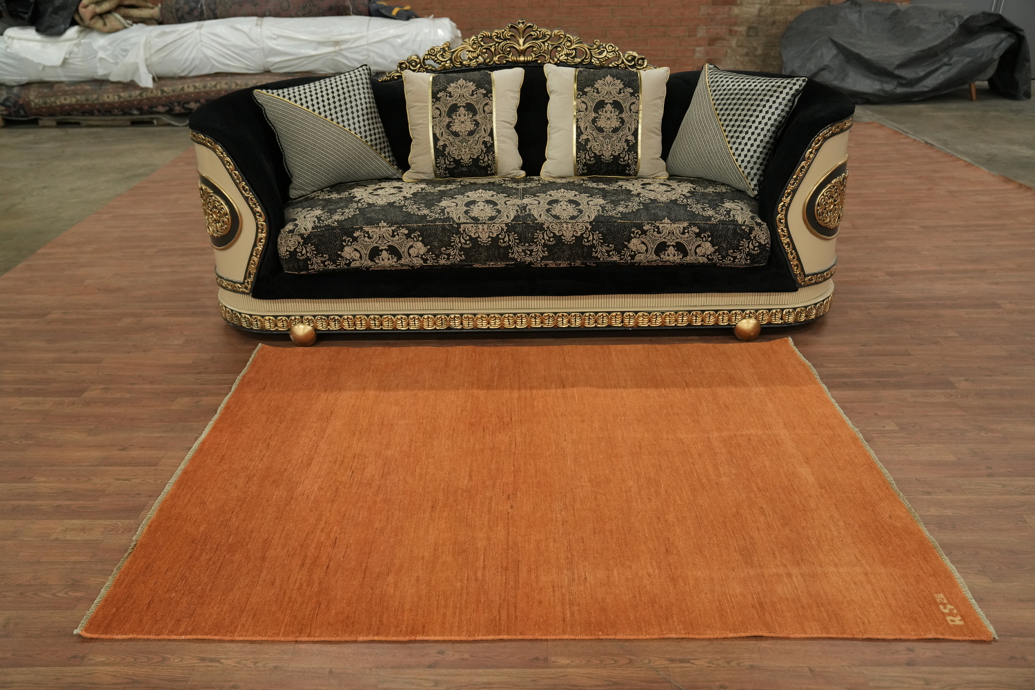 Orange Modern Wool Gabbeh Oriental Rug 5x7