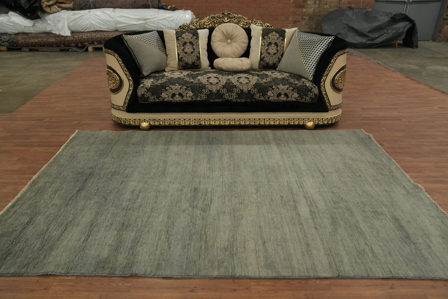 Gray & Beige Wool Gabbeh Modern Area Rug 6x10