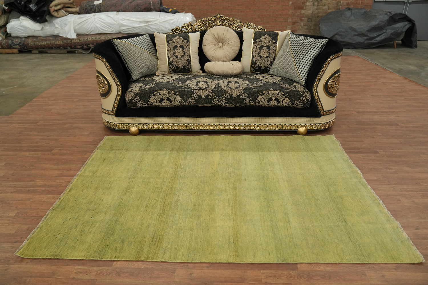 Green & Yellow Wool Gabbeh Modern Oriental Rug 5x7