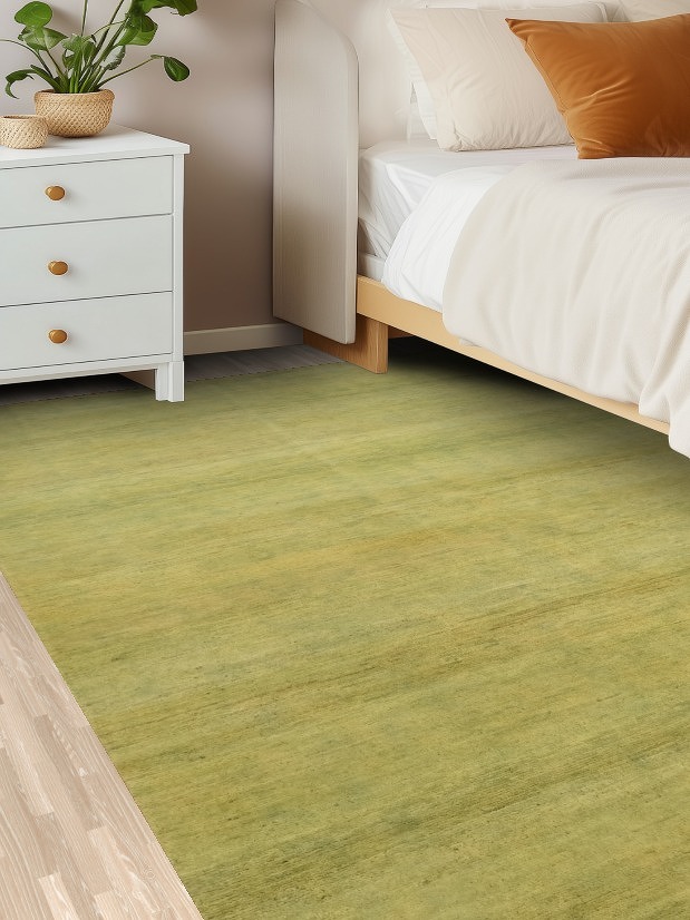Green & Yellow Wool Gabbeh Modern Oriental Rug 5x7