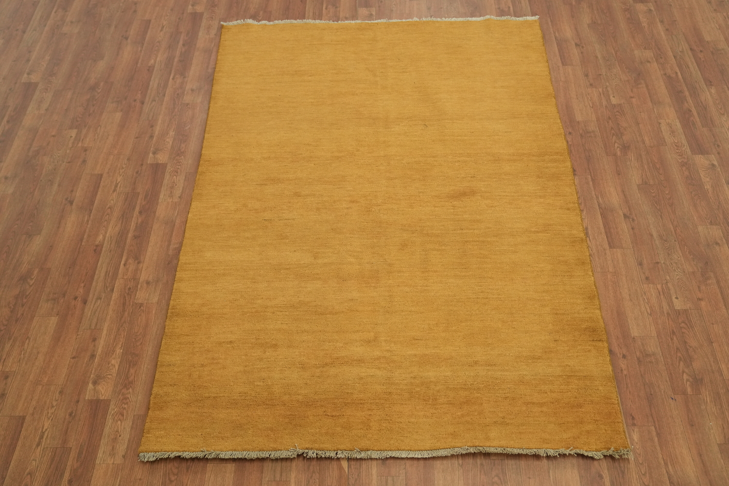 Solid Wool Yellow Gabbeh Oriental Rug 5x7
