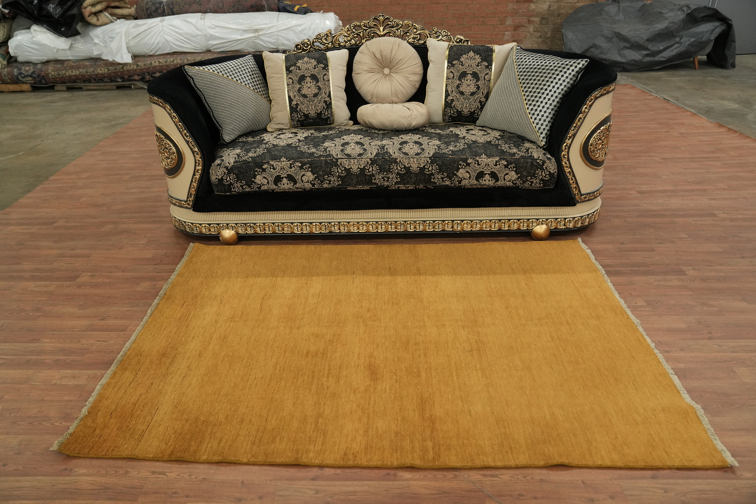 Solid Wool Yellow Gabbeh Oriental Rug 5x7