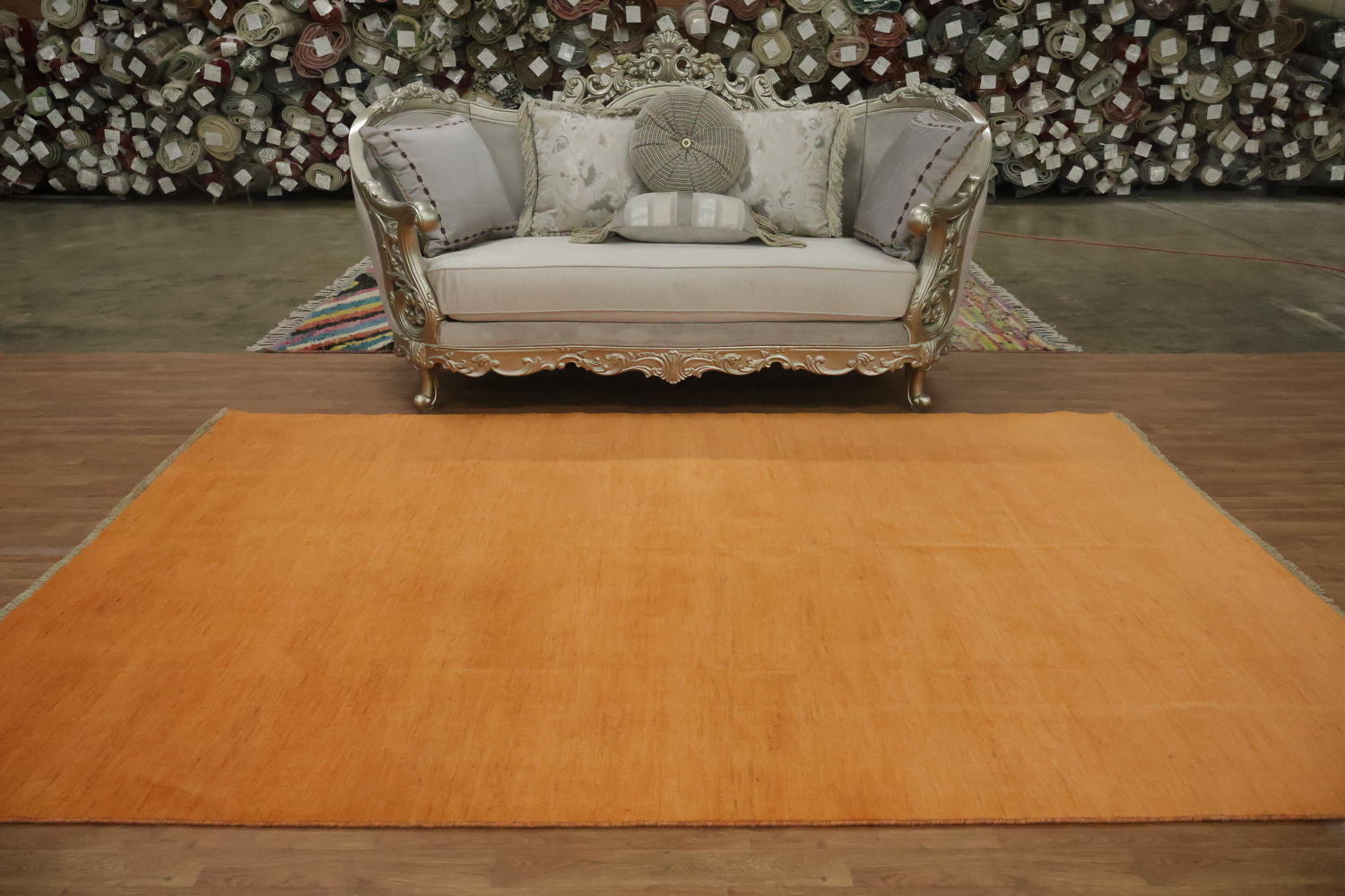 Orange Wool Gabbeh Modern Area Rug 7x10