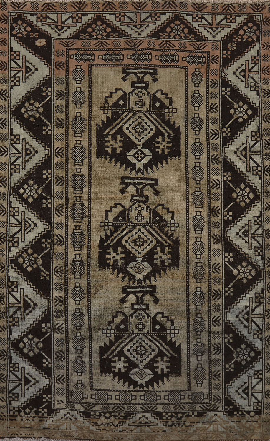 Vintage Wool Geometric Hamedan Persian Rug 4x7