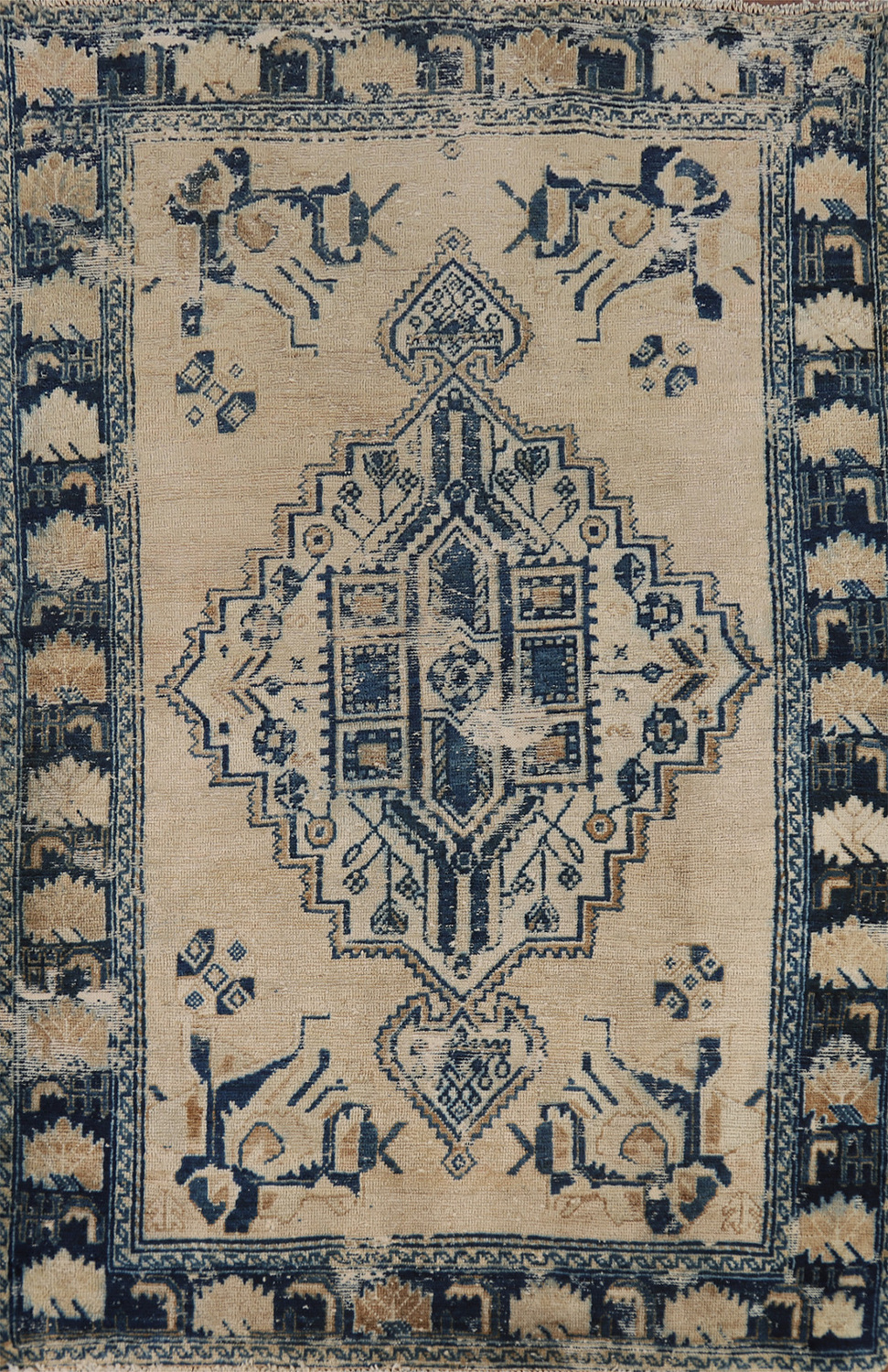 Wool Vintage Hamedan Persian Rug 4x7