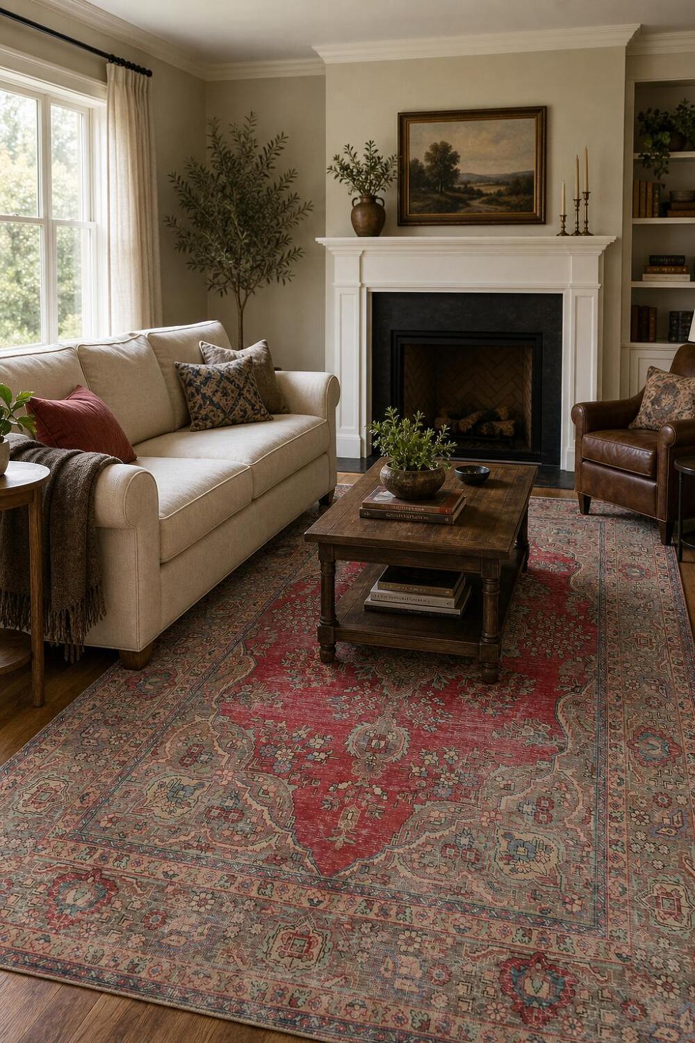 Vintage Wool Floral Tabriz Persian Area Rug 6x10