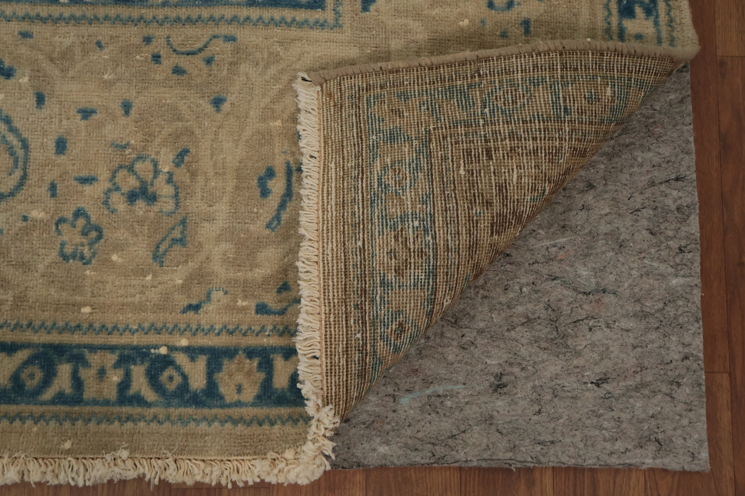 Classic Kashan Persian Area Rug 7x11 in Subtle Blues and Warm Earthy Tones