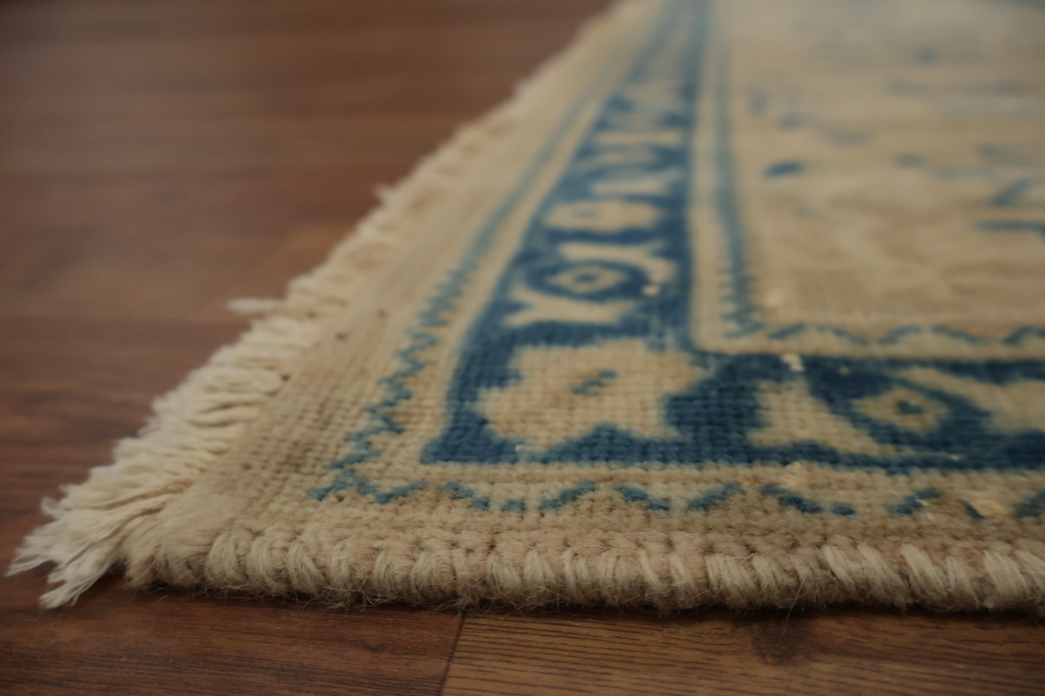 Classic Kashan Persian Area Rug 7x11 in Subtle Blues and Warm Earthy Tones