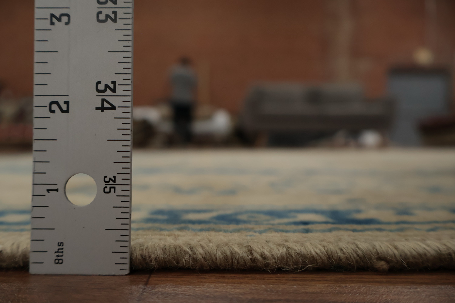 Classic Kashan Persian Area Rug 7x11 in Subtle Blues and Warm Earthy Tones