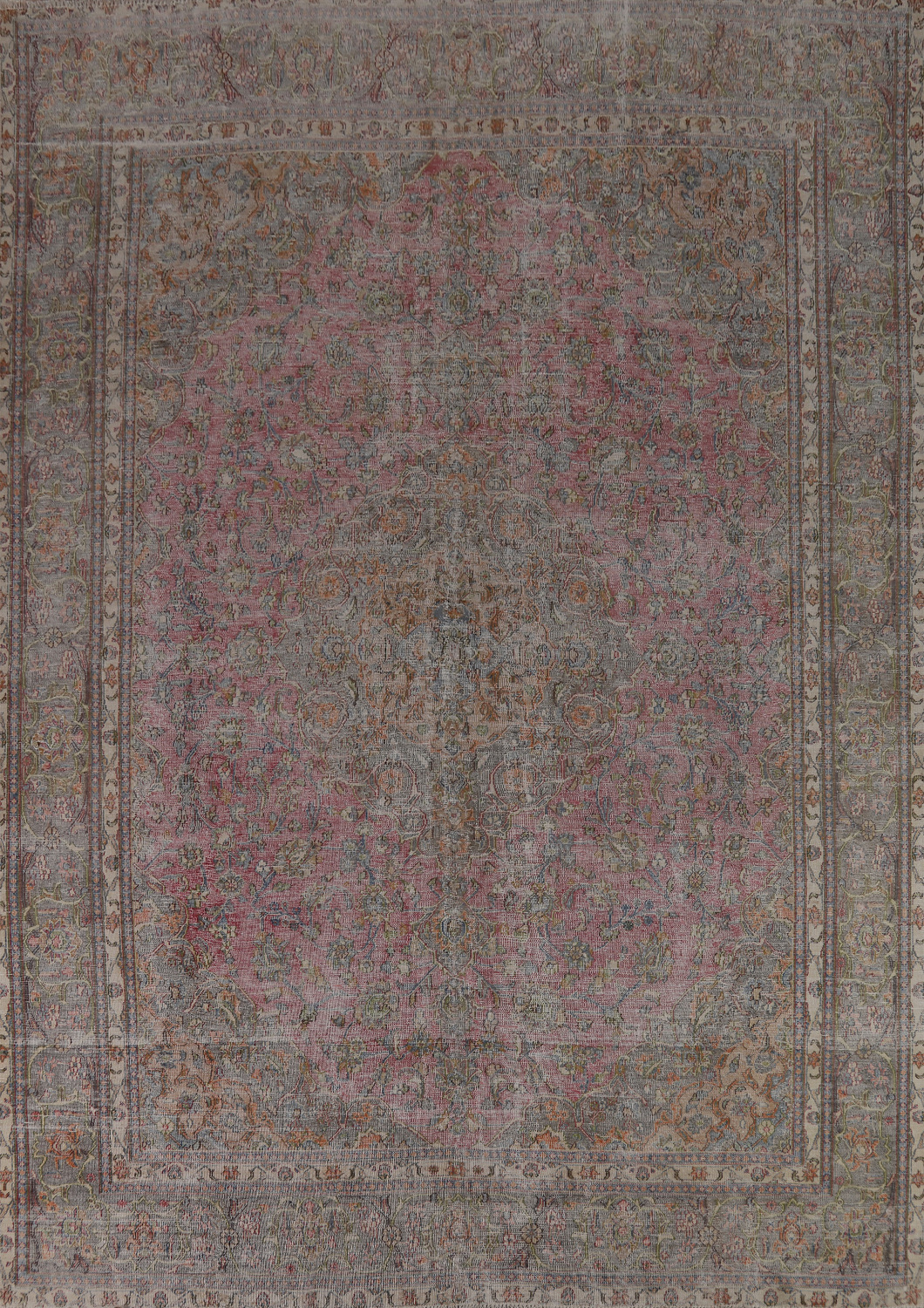 Vintage Pink Fuchsia Kashan Persian Area Rug 9x12