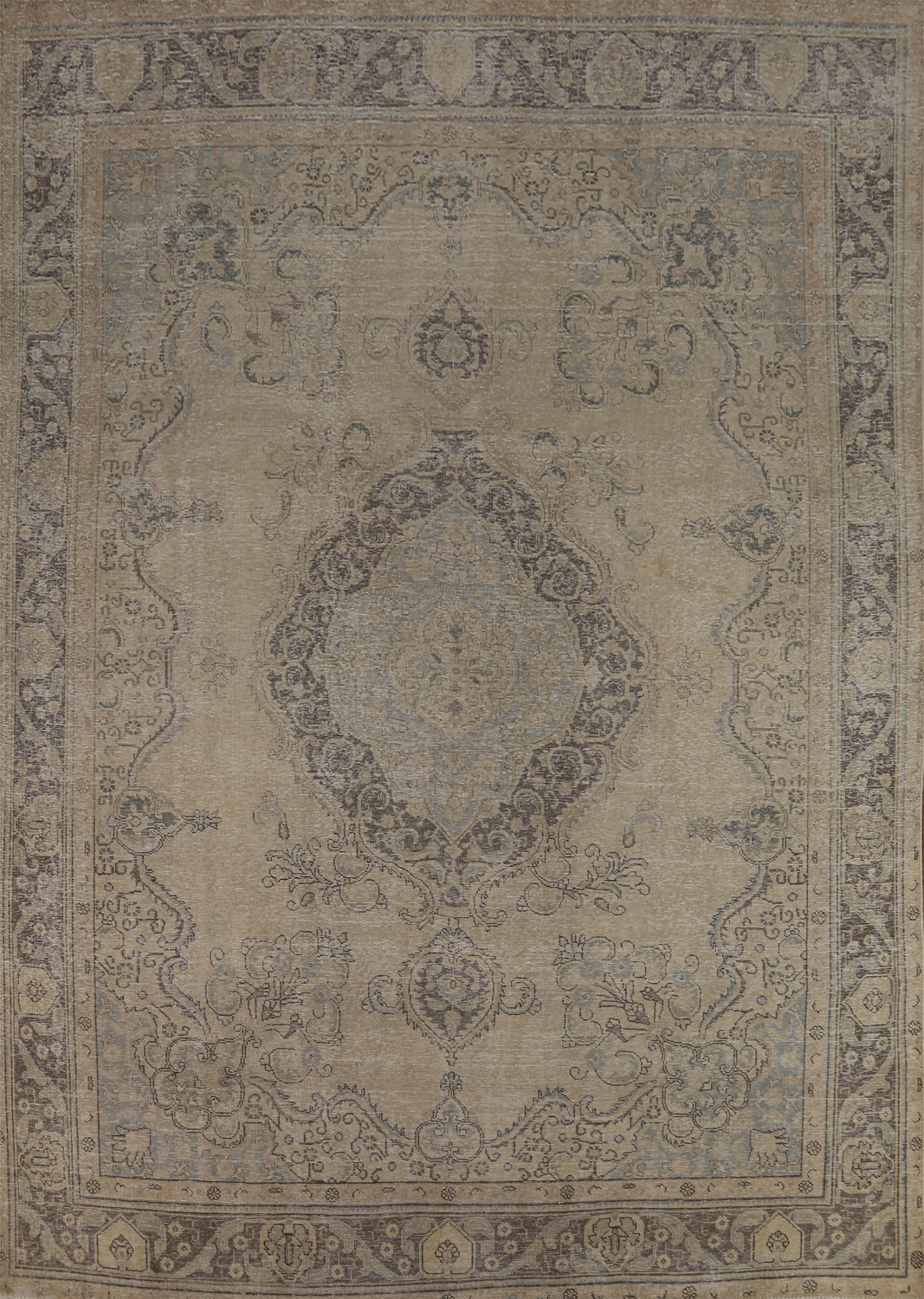Distressed Wool Tabriz Persian Area Rug 10x13