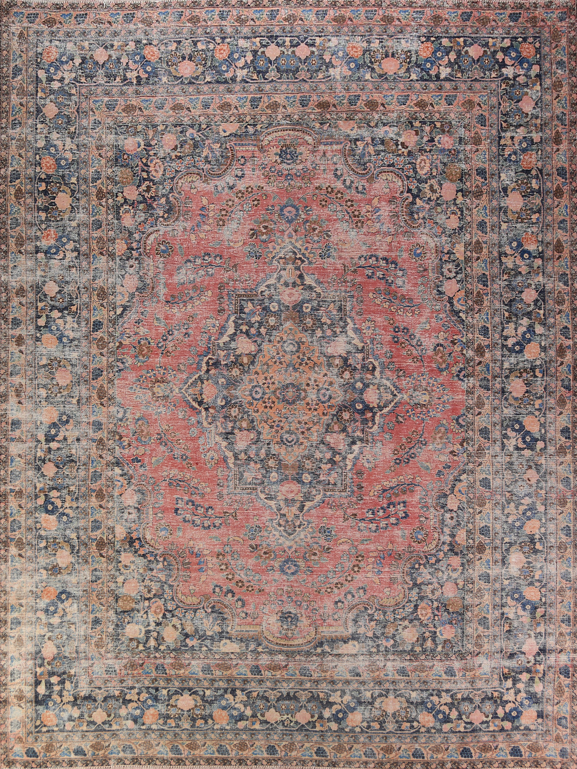 Floral Wool Mashad Persian Area Rug 10x12