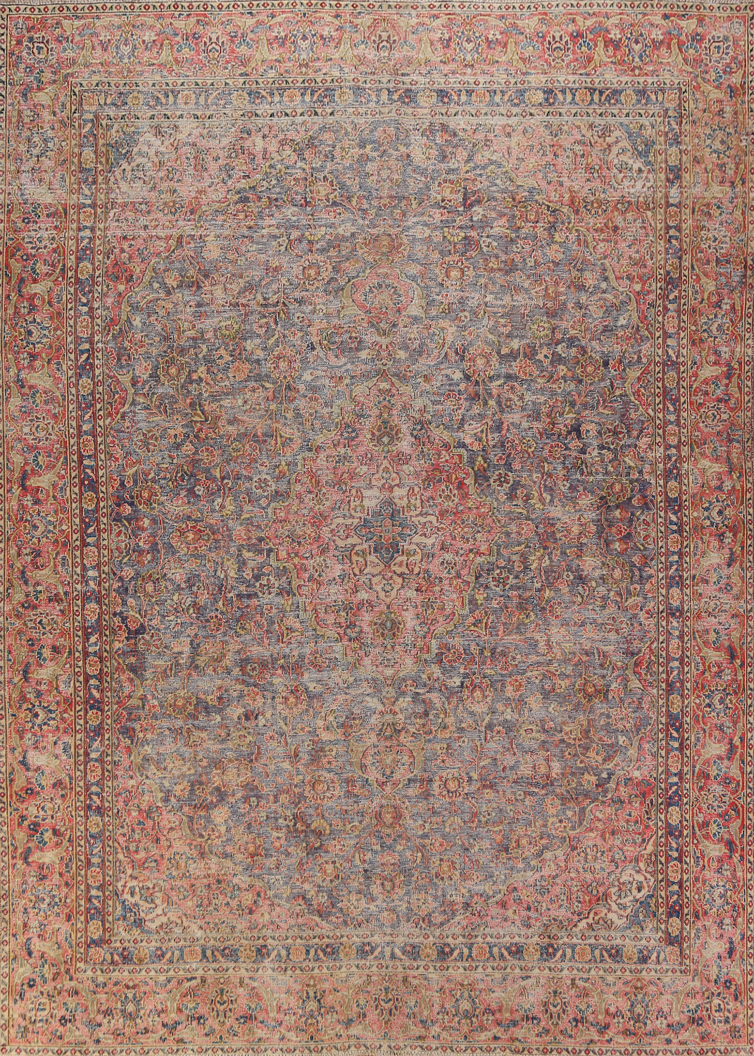 Blue Floral Kashan Persian Area Rug 9x12