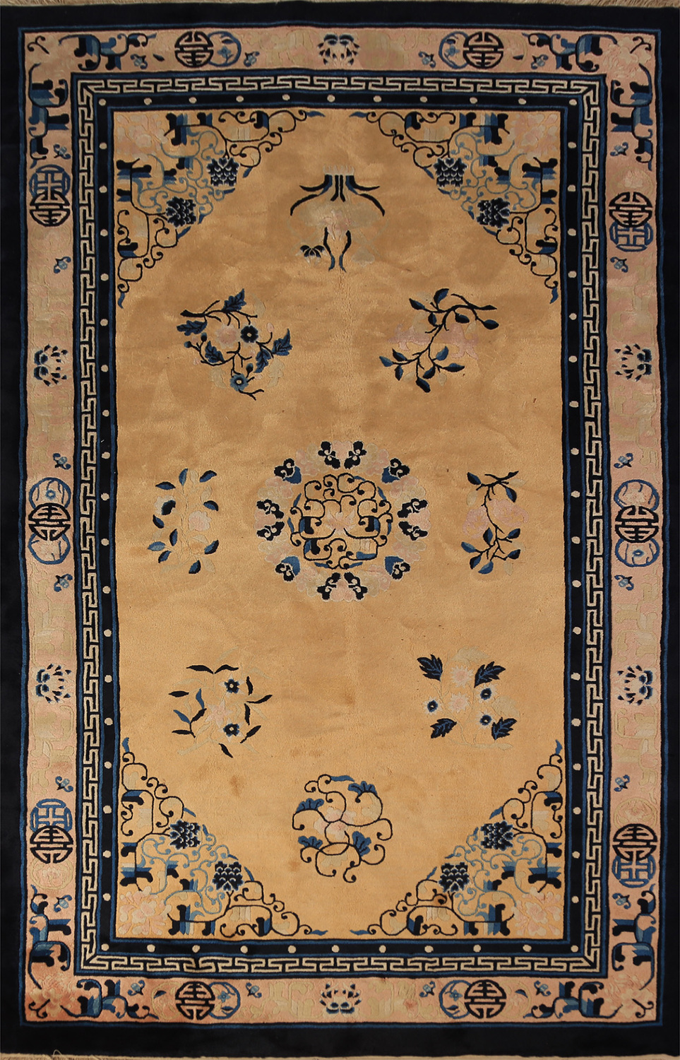 Vegetable Dye Art Deco Chinese Area Rug 5x8