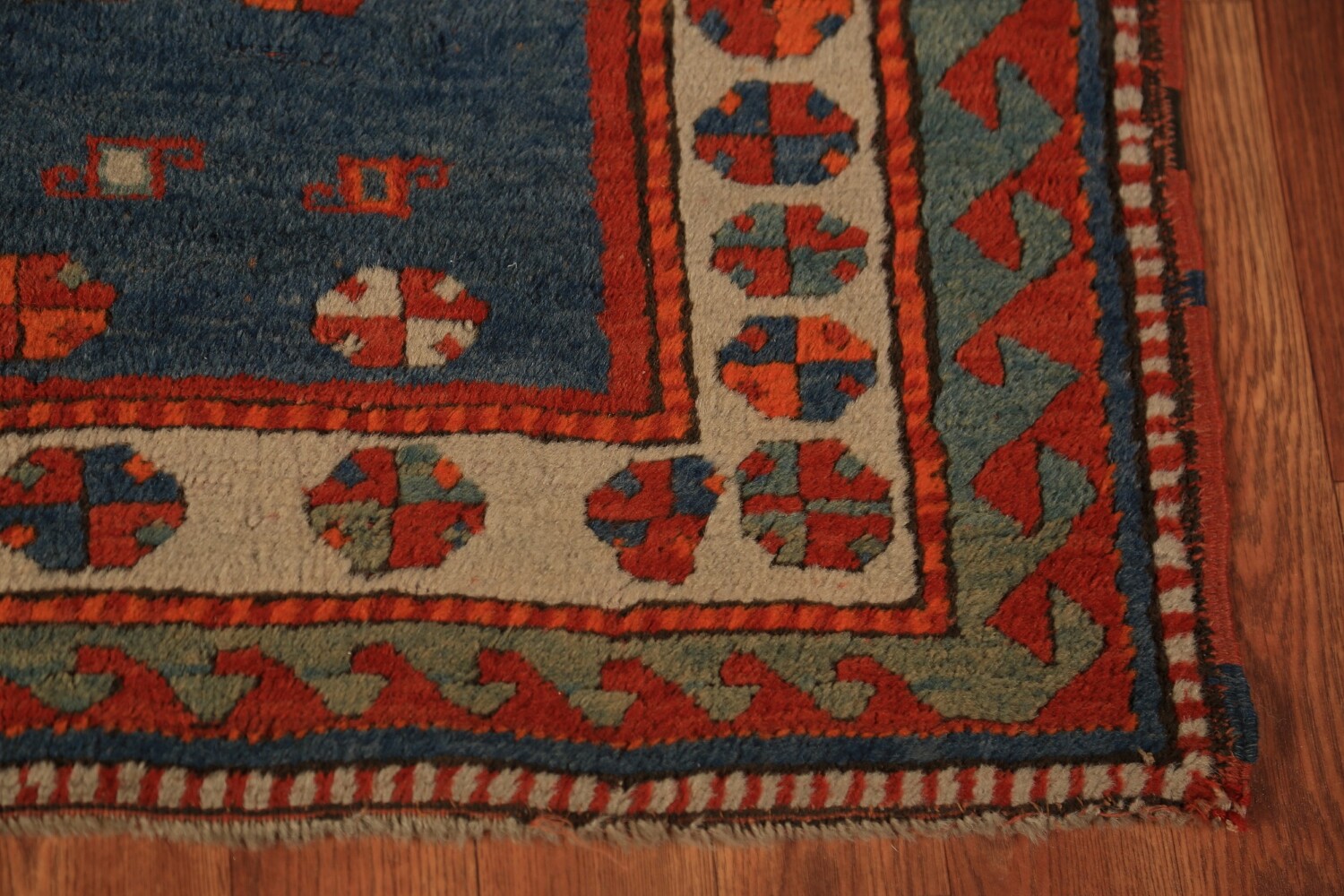 Pre-1900 Antique Red Geometric Kazak Oriental Rug 4x5