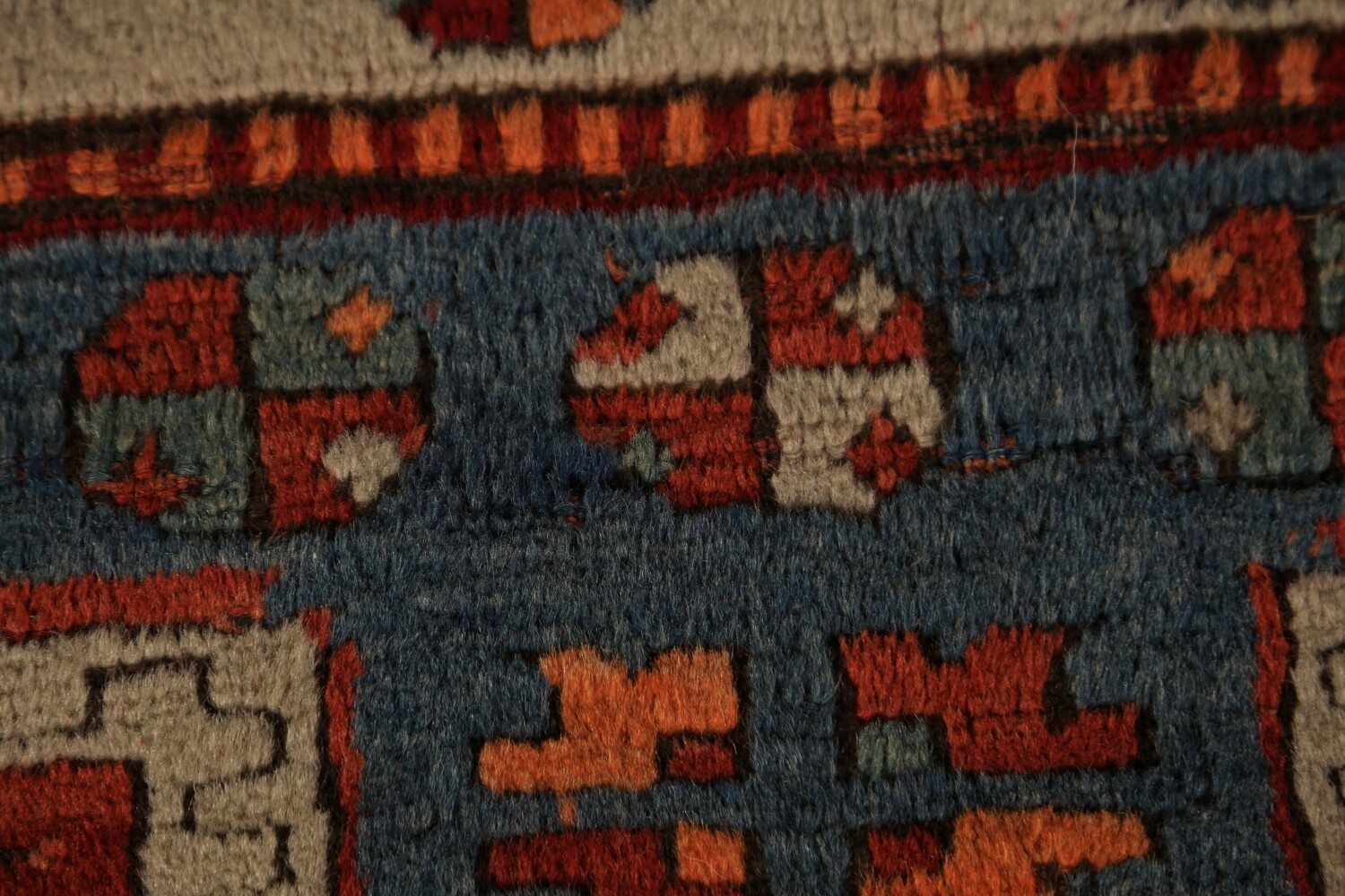 Pre-1900 Antique Red Geometric Kazak Oriental Rug 4x5