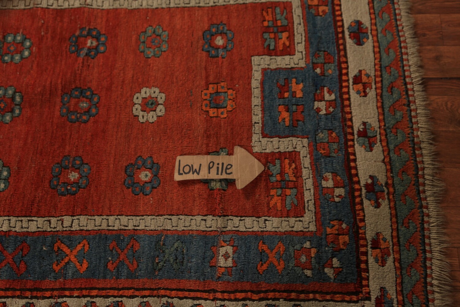 Pre-1900 Antique Red Geometric Kazak Oriental Rug 4x5