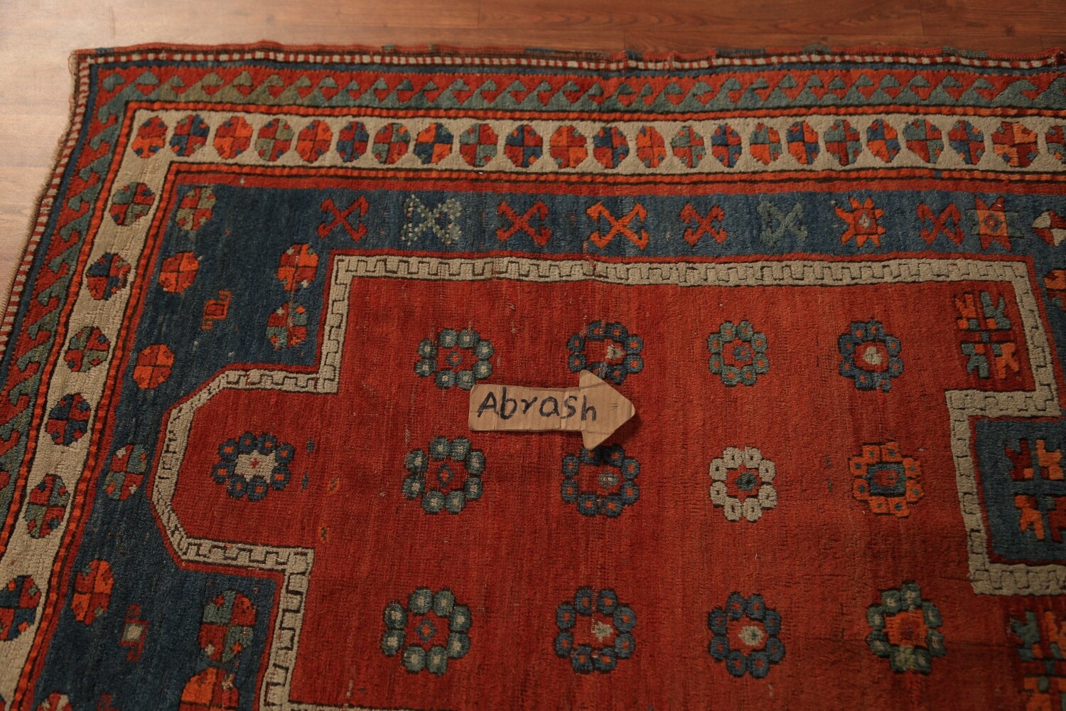 Pre-1900 Antique Red Geometric Kazak Oriental Rug 4x5