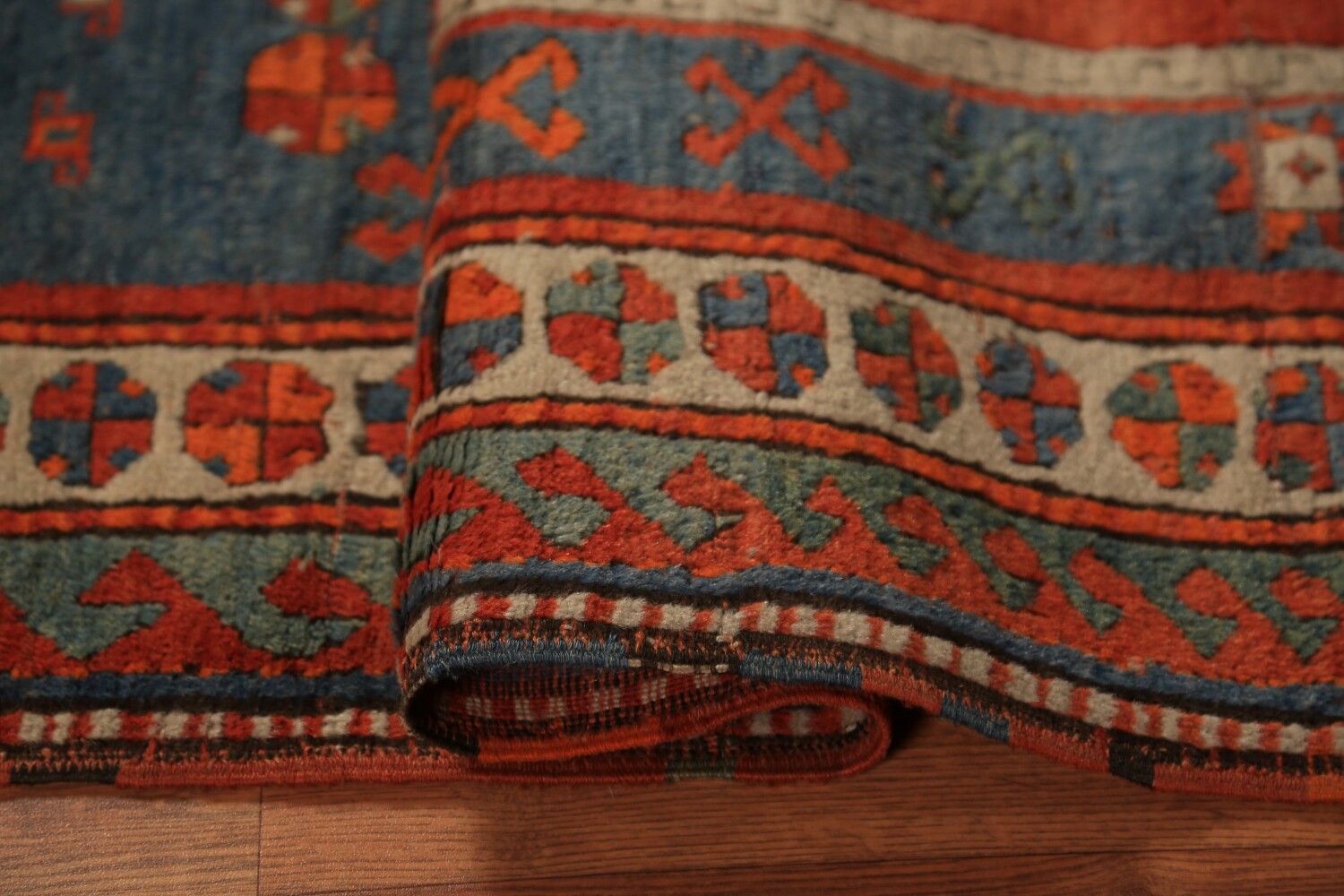 Pre-1900 Antique Red Geometric Kazak Oriental Rug 4x5