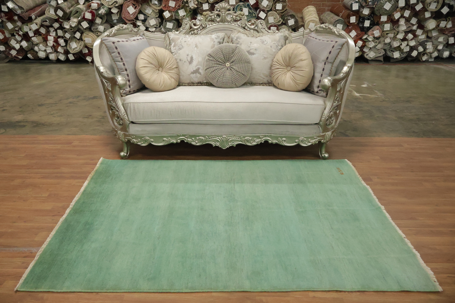 Green Handmade Gabbeh Wool Modern Rug 5x7