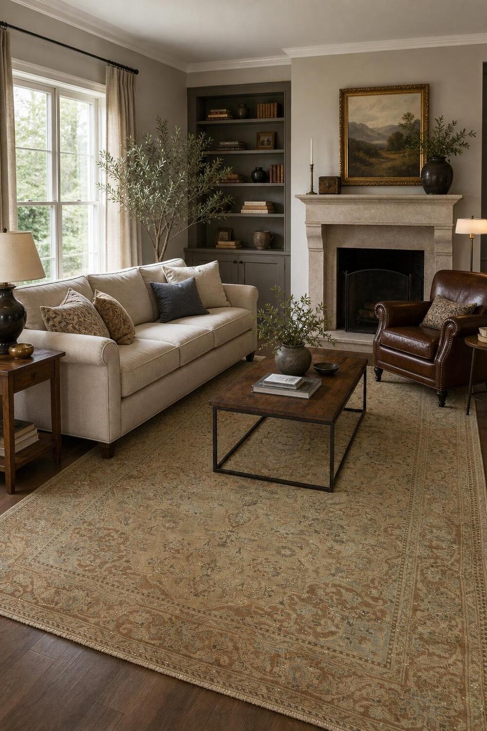 Floral Wool Mashad Persian Area Rug 6x9