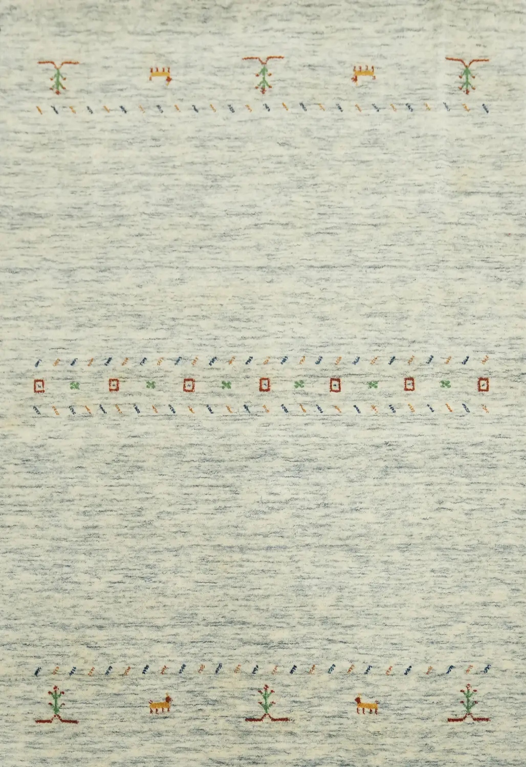 Artistic Gabbeh Rug with Soft Colors and Traditional Patterns 4x6