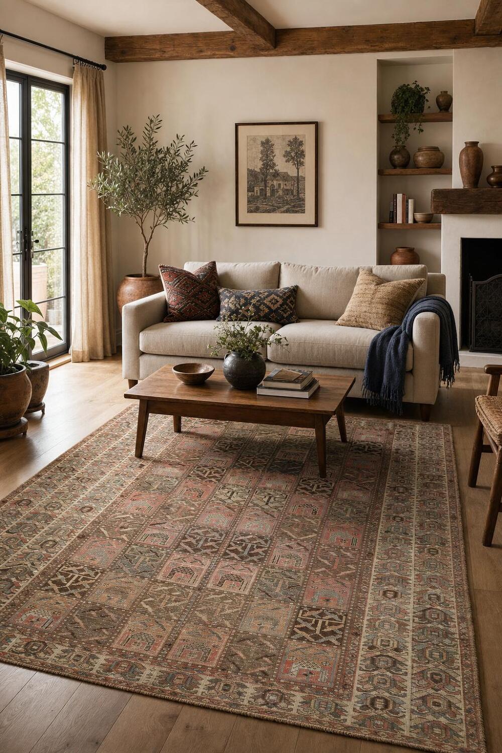 Tribal Geometric Wool Bakhtiari Persian Runner Rug 4x9