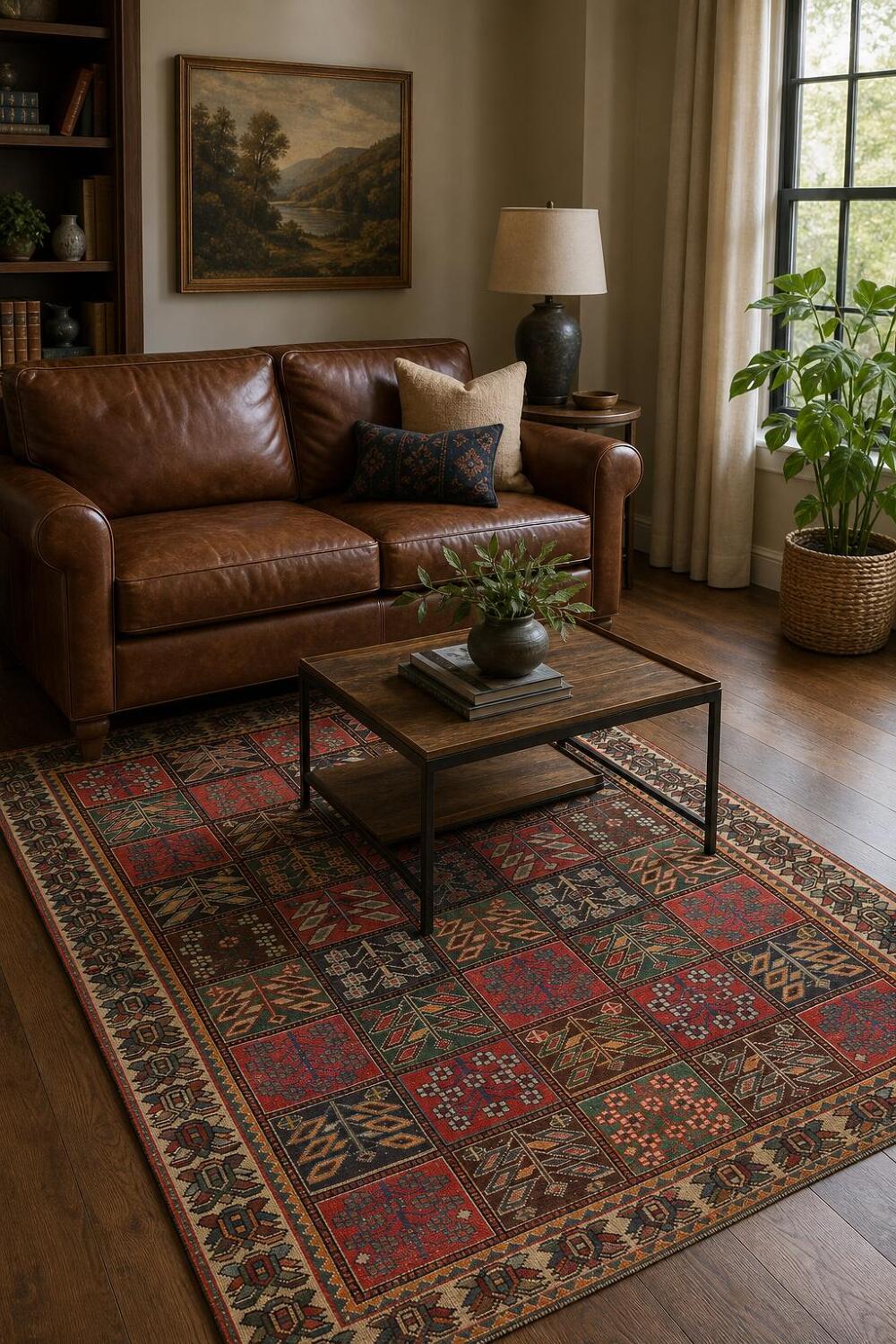 Garden Design Wool Bakhtiari Persian Area Rug 5x9