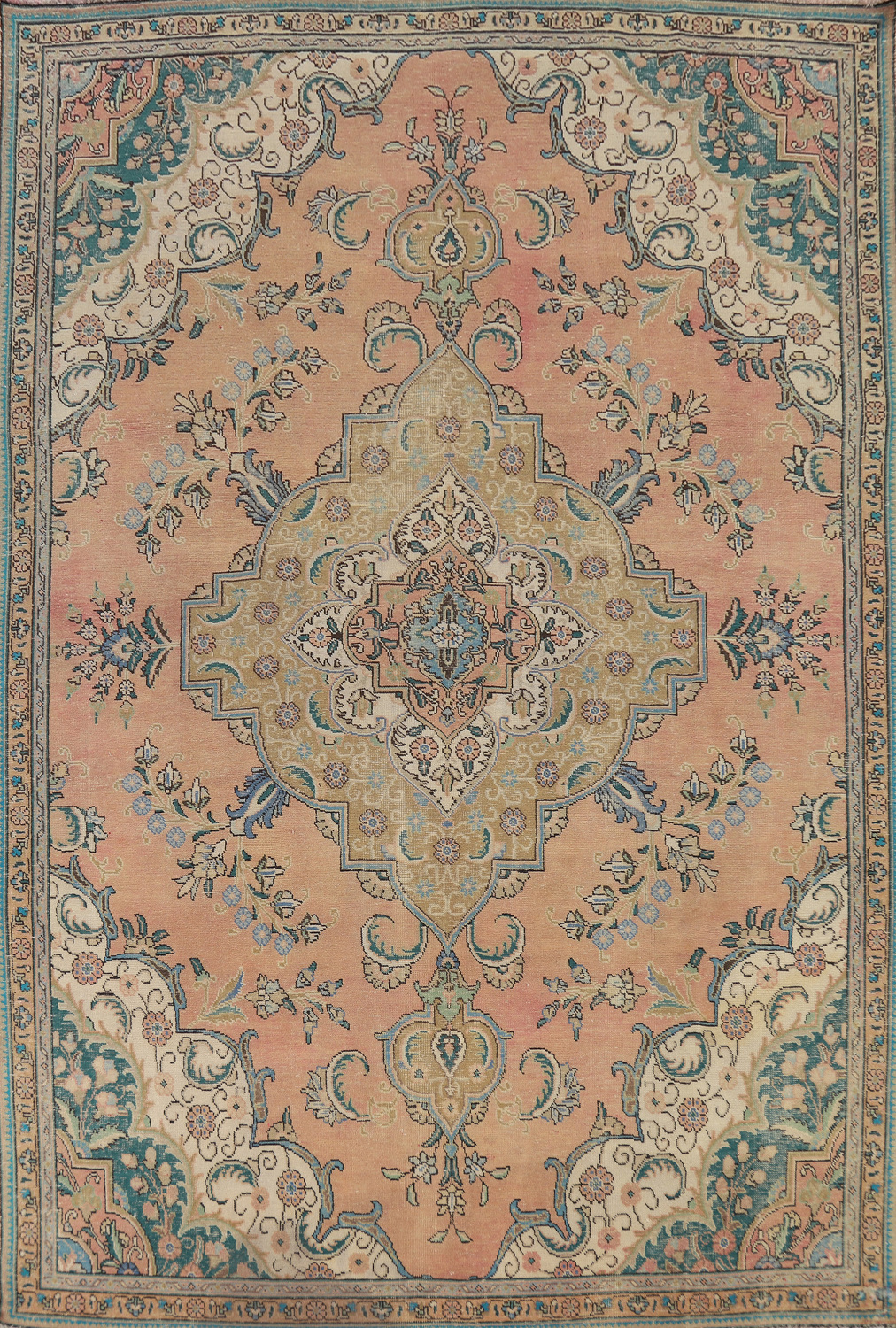 Vintage Wool Medallion Tabriz Persian Area Rug 7x11