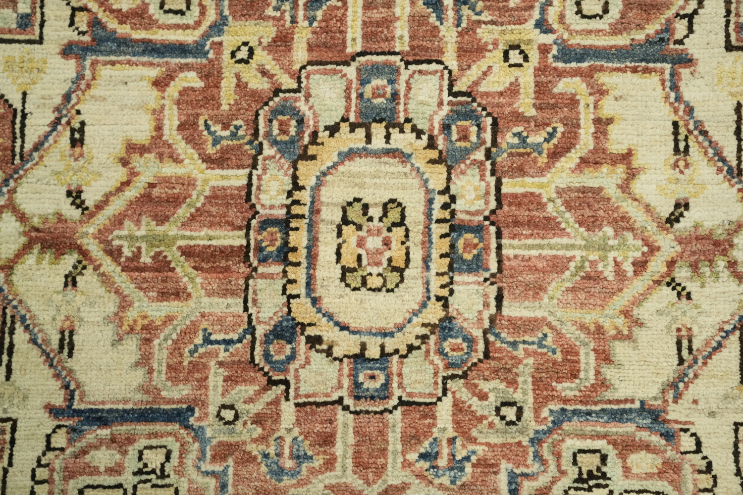 Geometric Wool Heriz Serapi Vegetable Dye Rug 5x7