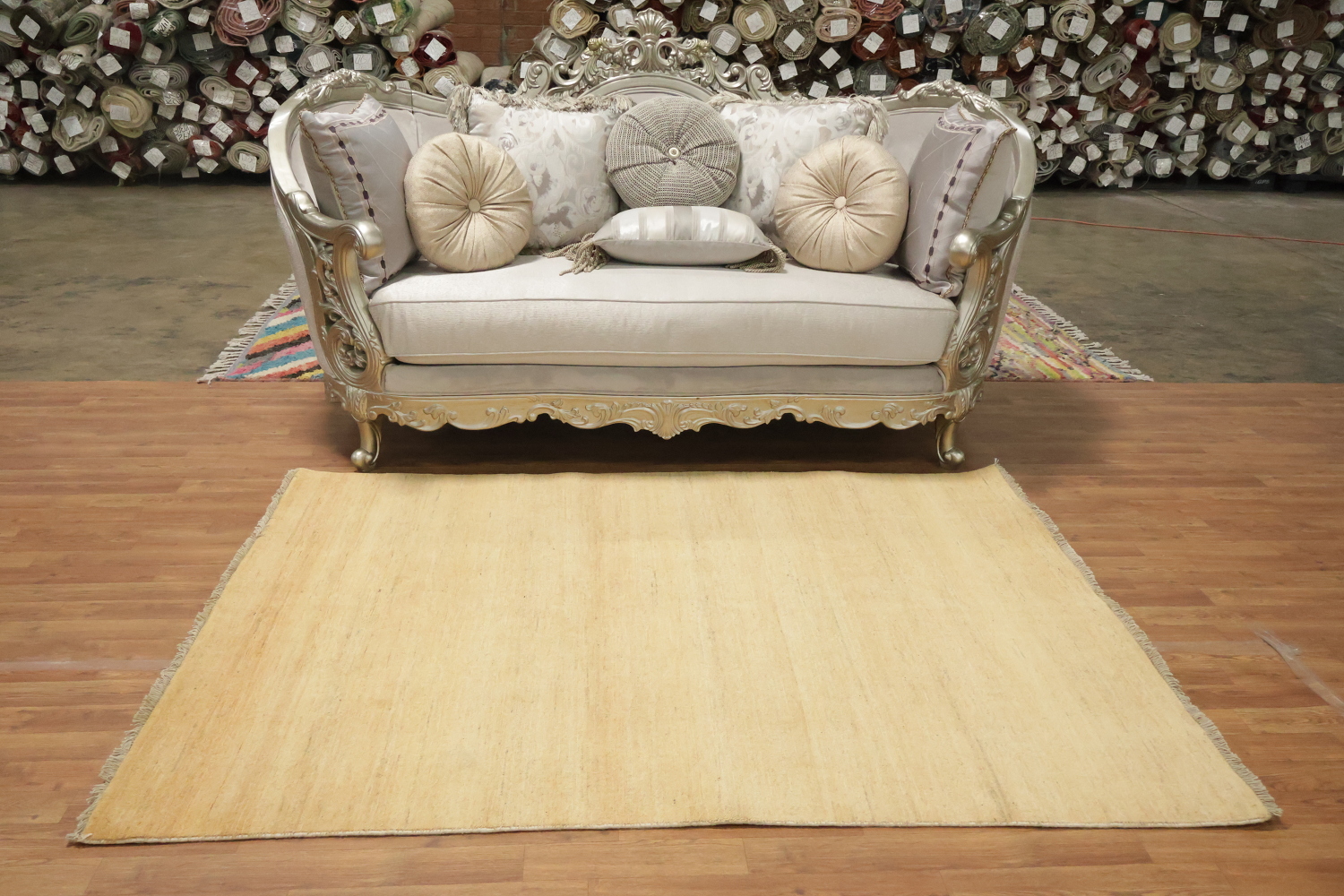 Gold Striped Modern Gabbeh Oriental Rug 5x7