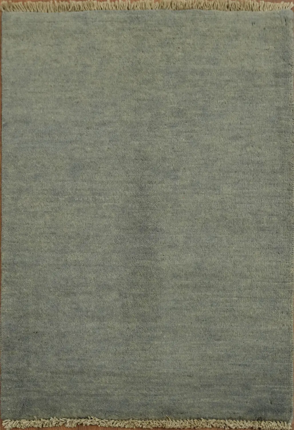 Minimalist Handmade Green Gabbeh Wool Accent Rug 2x3 ft