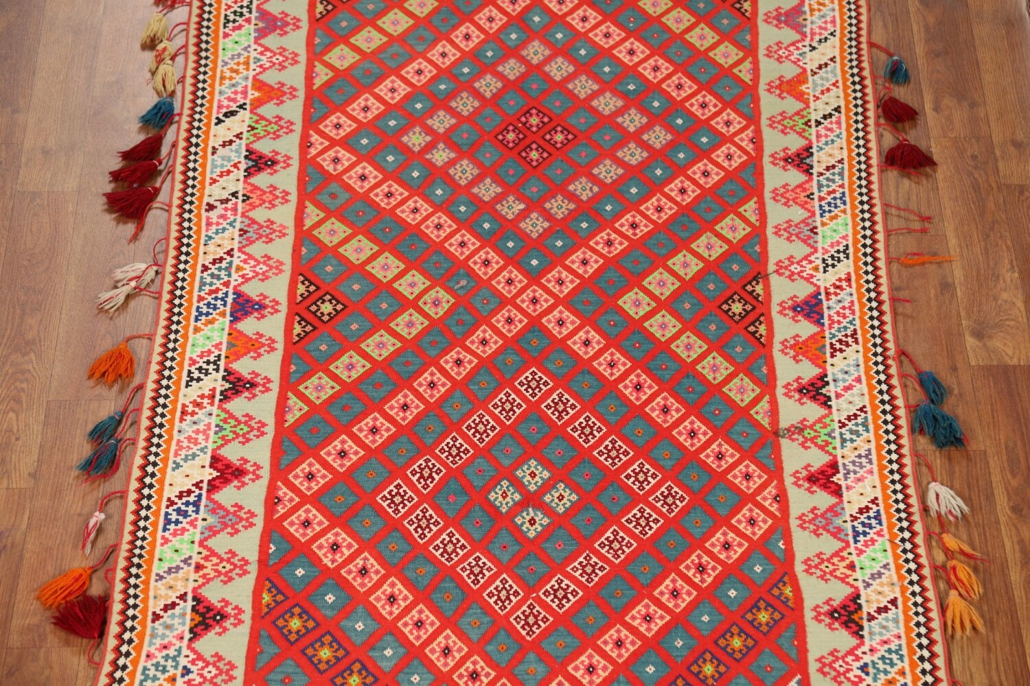 Pre-1900 Vegetable Dye Silk Kilim Persian Runner Rug 3x17