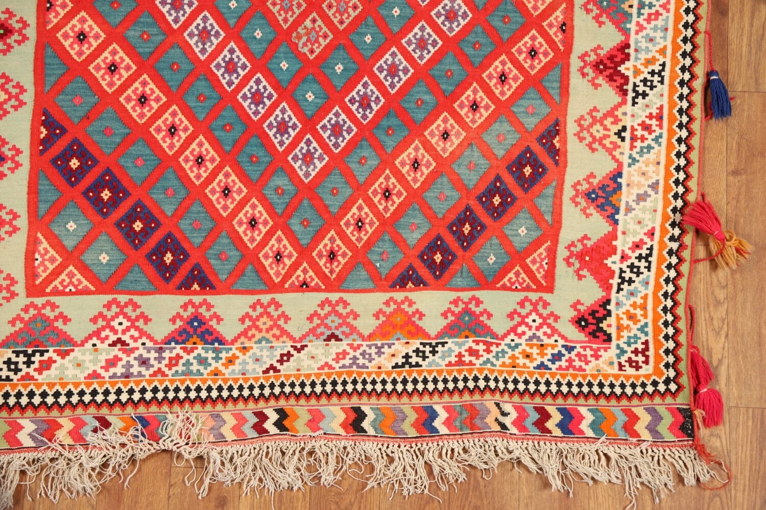 Pre-1900 Vegetable Dye Silk Kilim Persian Runner Rug 3x17
