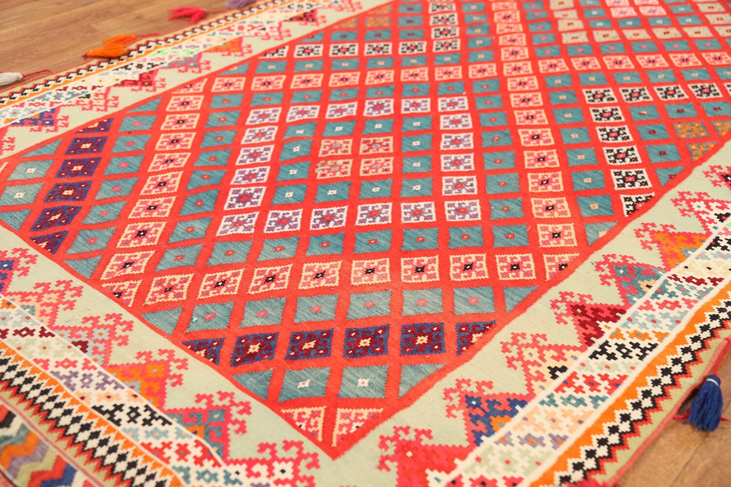 Pre-1900 Vegetable Dye Silk Kilim Persian Runner Rug 3x17