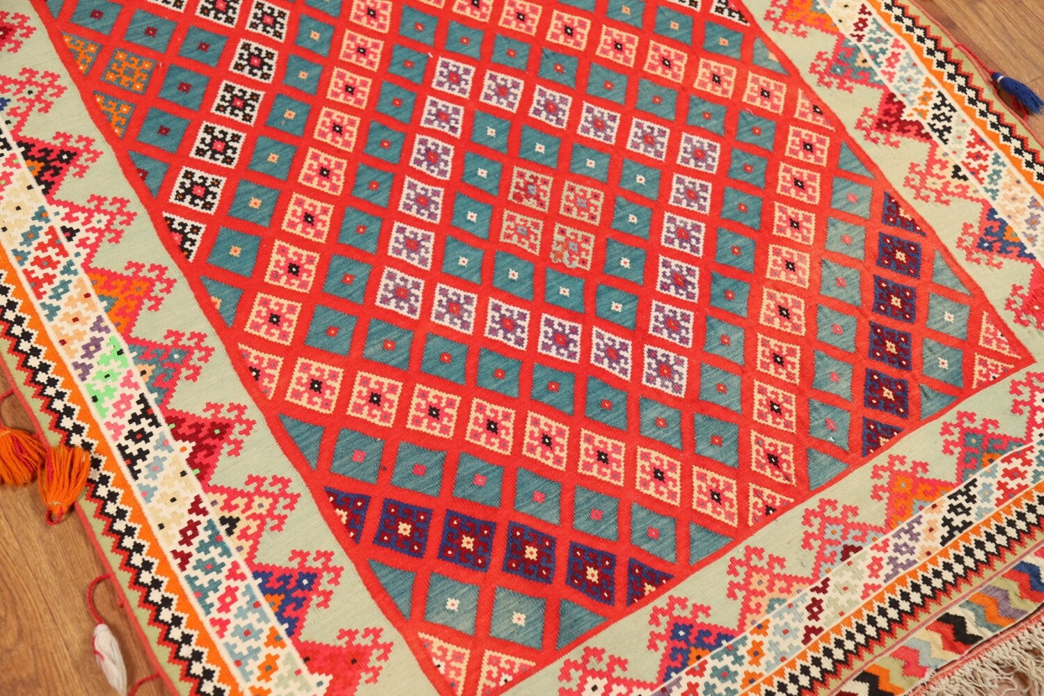Pre-1900 Vegetable Dye Silk Kilim Persian Runner Rug 3x17