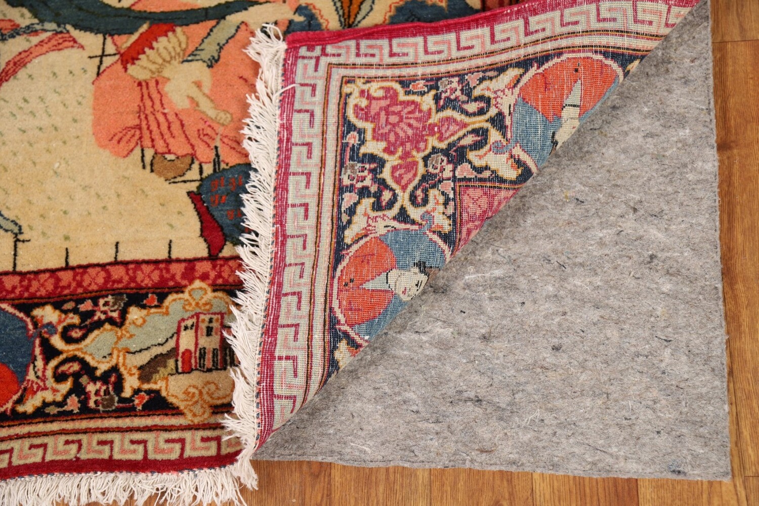 Pre-1900 Antique Wool Pictorial Kashan Persian Rug 4x7