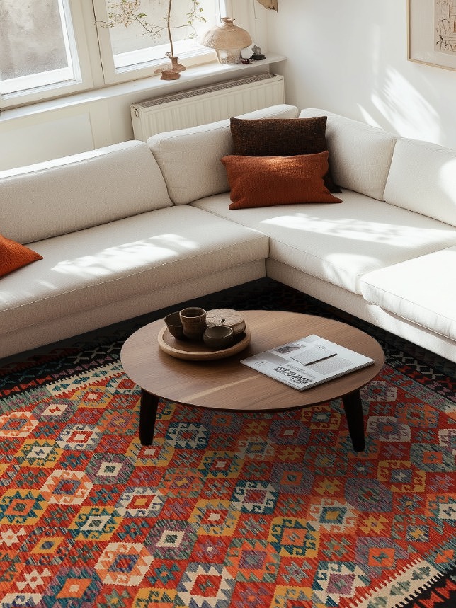 Geometric Wool Kilim Oriental Area Rug 8x11